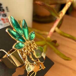 Gold Green Pineapple bebe Statement Ring